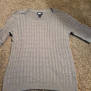Lands' End Women's Classic Gray Cable Sweater